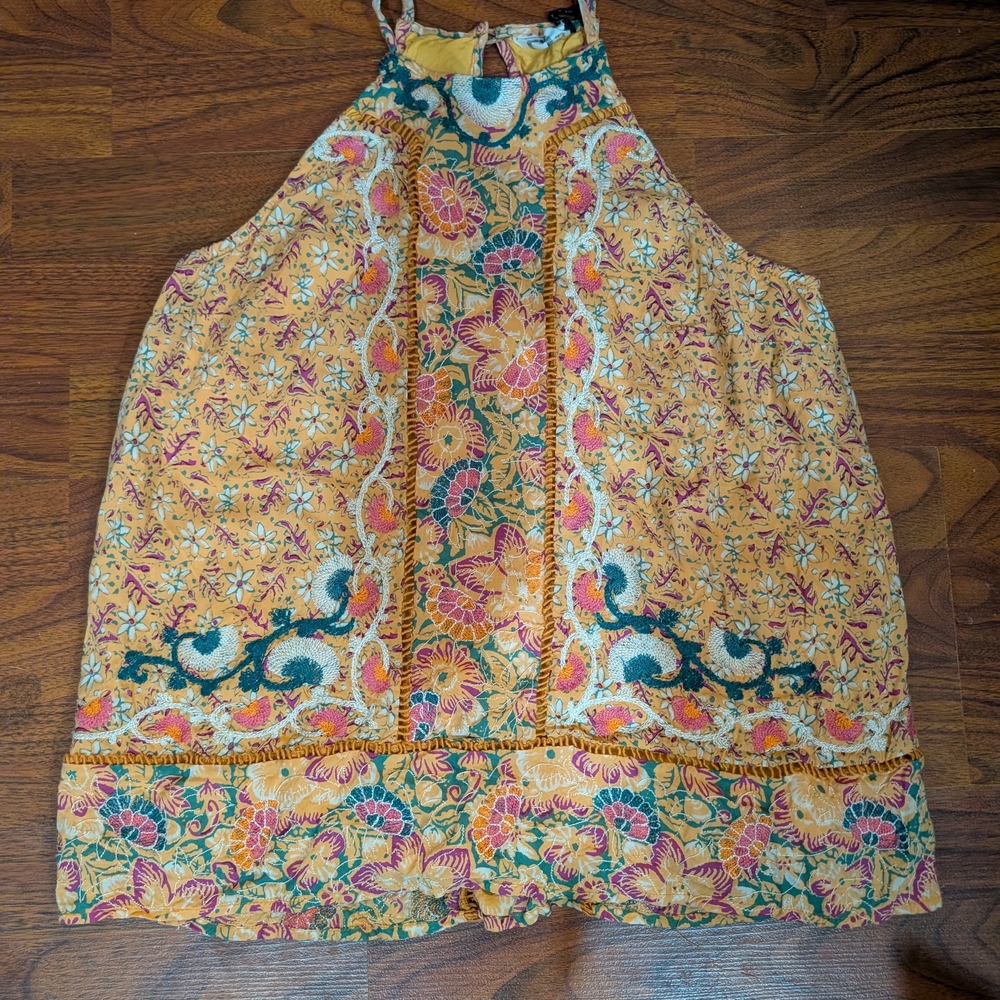 Anthropologie Yellow Floral Halter Top